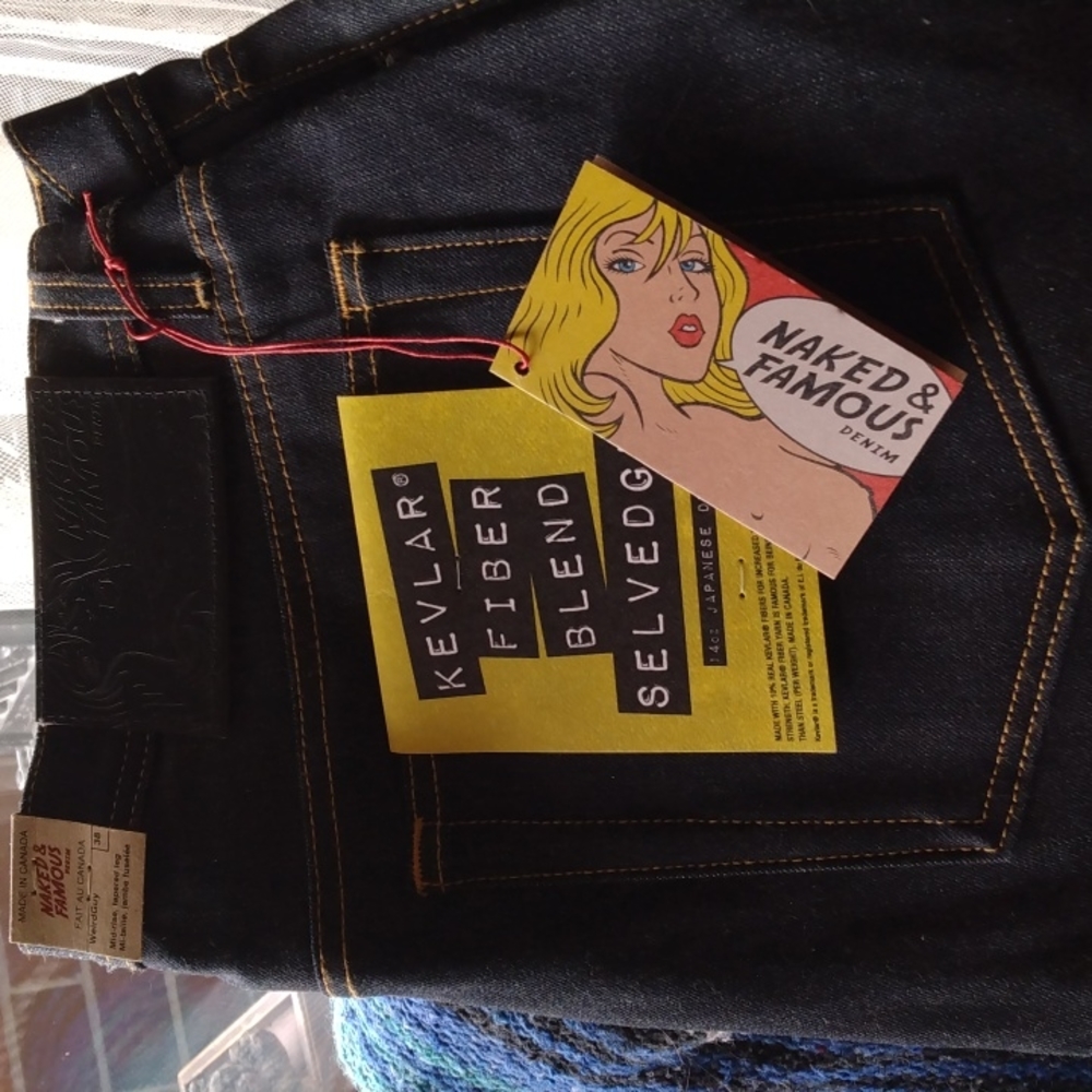 14oz.,JAPANESE DENIM,,38.w.mid rise tapered leg. - Picture 2 of 5